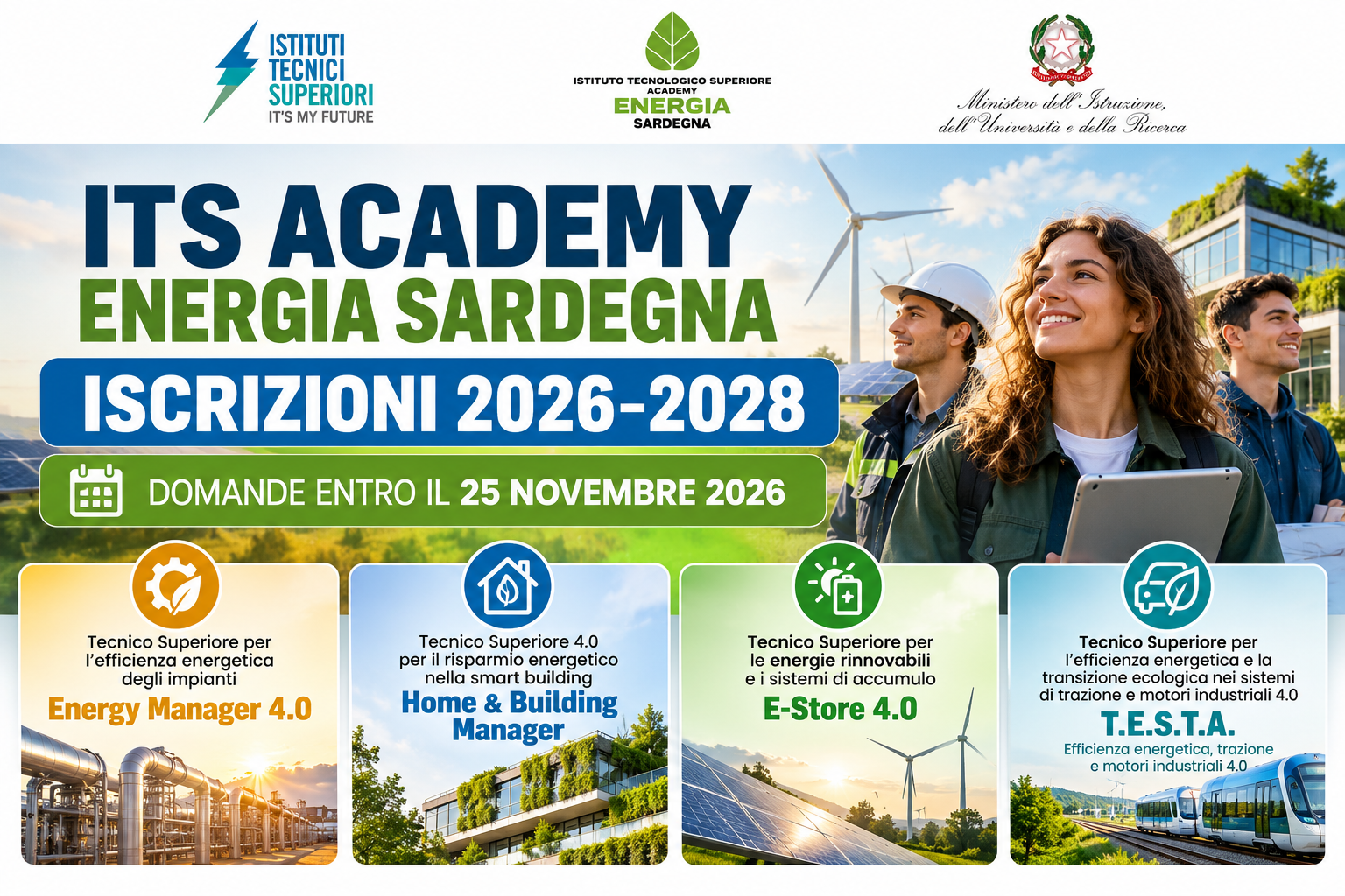 ITS Academy Energia Sardegna: iscrizioni ai corsi 2026–2028
